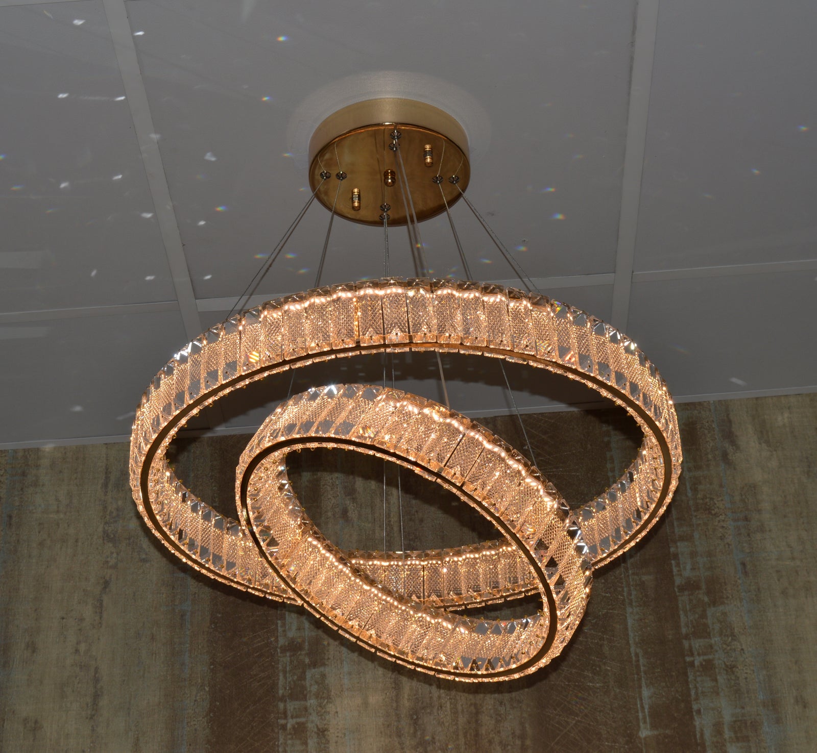 5 Tier Crystal LED Pendant Ceiling Light-color changing & dimmer feature with remote control –Y608-400+600