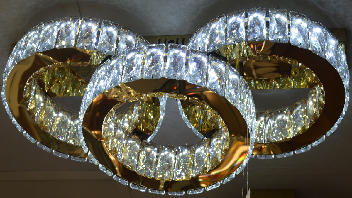 Modern Ceiling LED 03 Ring 3 Color Changing Light 50W Gold Finish