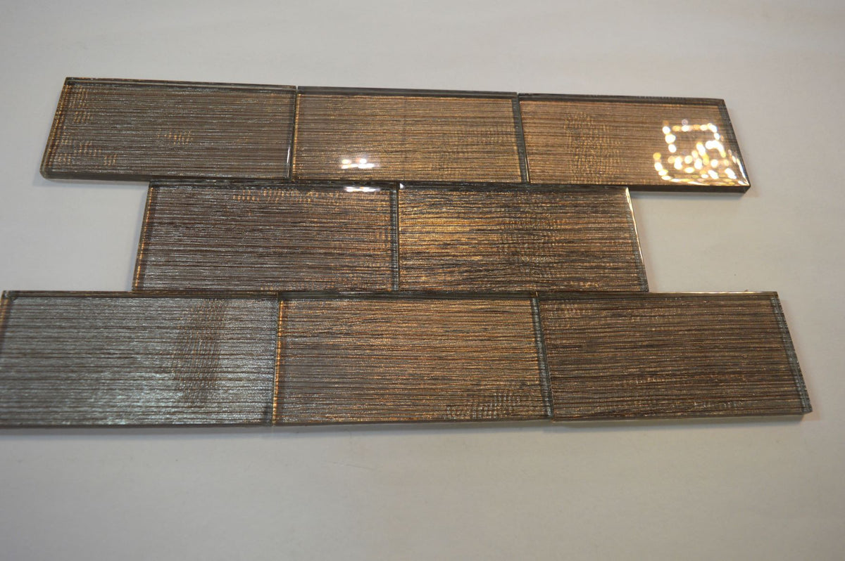 Brown Metro Glass Mosaic Tiles-75*150*8mm-90tiles-1m2-JH14-B(Brown)
