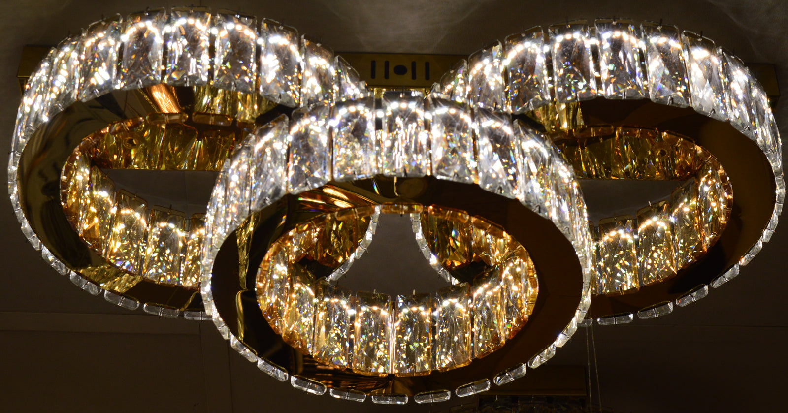 Modern Ceiling LED 03 Ring 3 Color Changing Light 50W Gold Finish