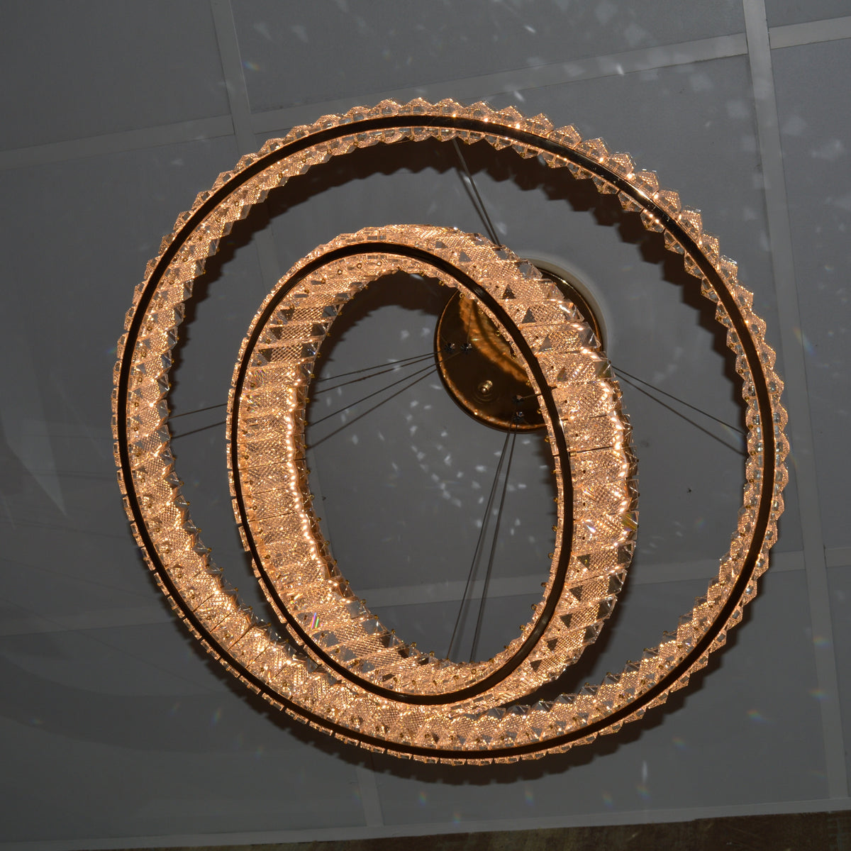 Modern Crystal Pendant Ceiling Light-colour changing brightness adjustment feature-remote control- with matching Floor & Table Lamps –Y608-400+600