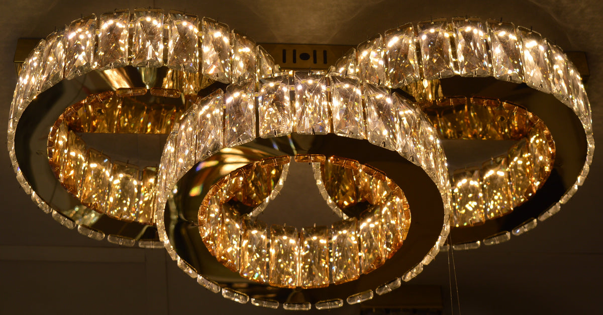 Modern Ceiling LED 03 Ring 3 Color Changing Light 50W Gold Finish