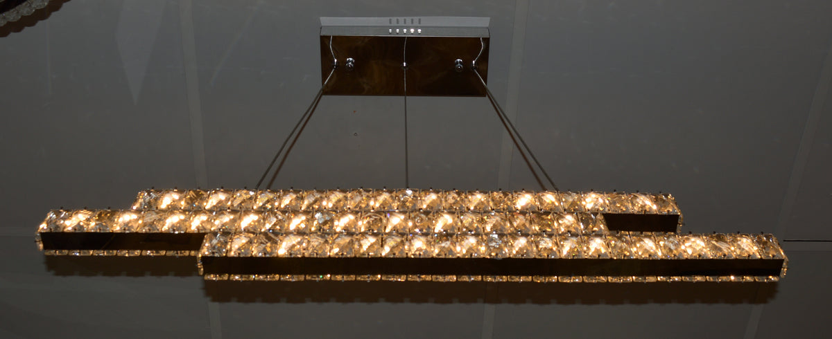 Luxury Triple-Tier Crystal LED Linear Chandelier - Colour Changing Feature