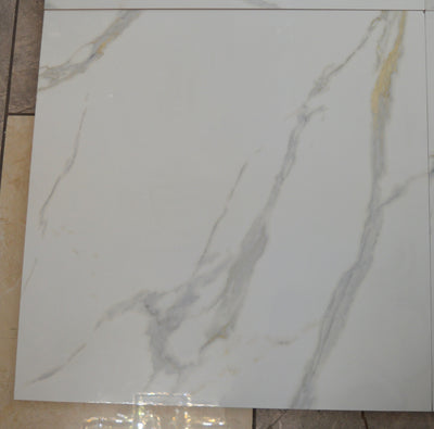 White with cream and Grey Marble Effect Glossy Porcelain Tiles Wall & Floor Tiles-600*600*10.5mm-300*600*10.5mm-B6886-polished