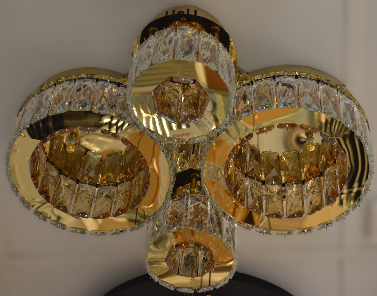 Modern LED Ceiling Light 4 Ring Circular 3 Colour 70W Gold Finish