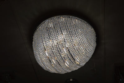 Oval Shape Beaded Crystal Drop Chrome Flush Mount Ceiling Light-6851CH