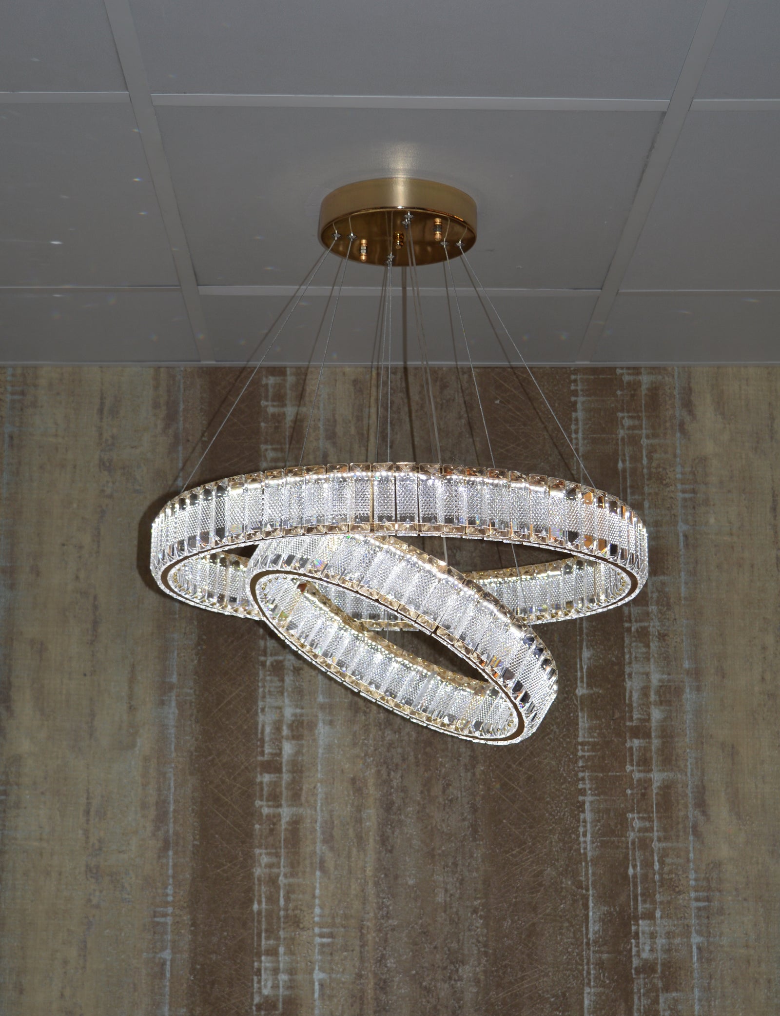 5 Tier Crystal LED Pendant Ceiling Light-color changing & dimmer feature with remote control –Y608-400+600