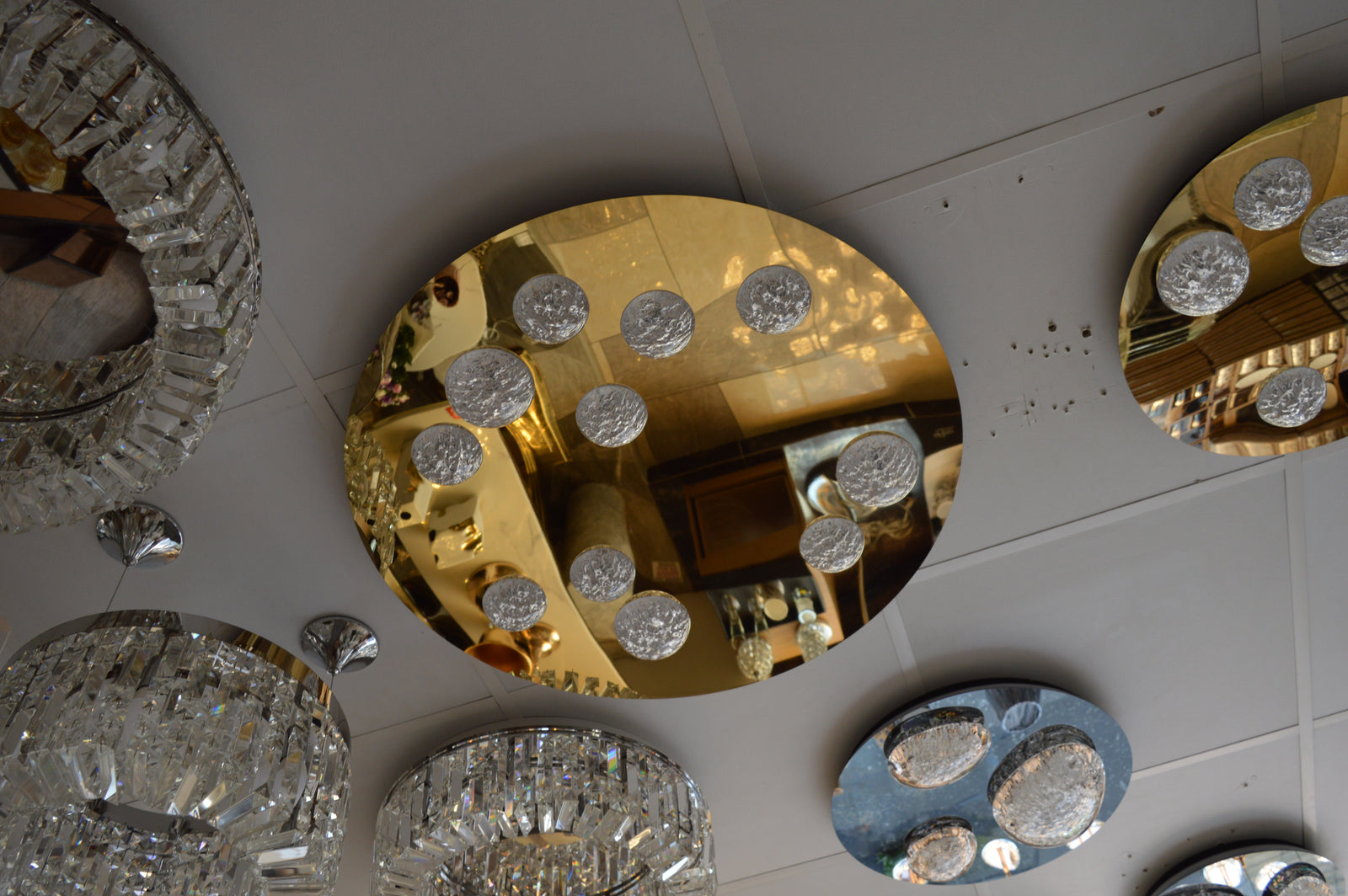 Modern Moon Style Flushmount LED Ceiling Lights Gold-2318-800, 500 & 400