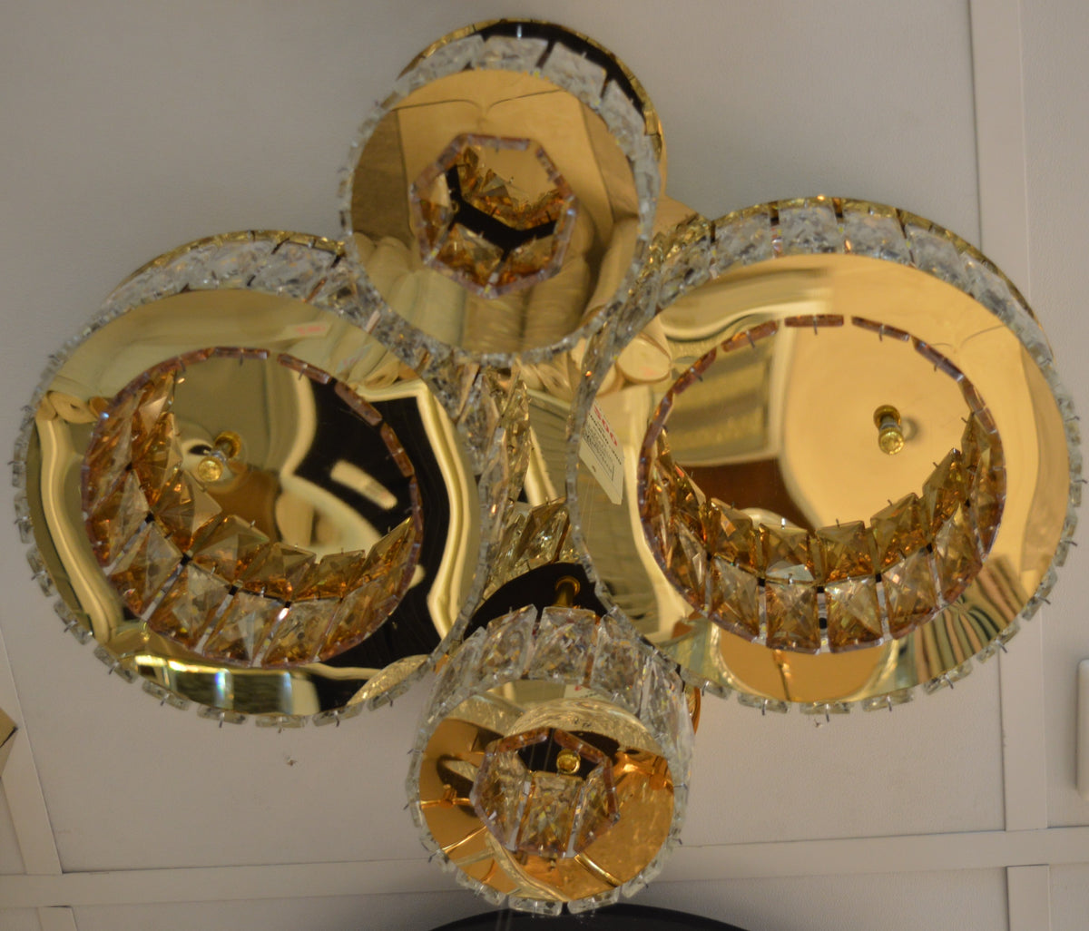 Modern LED Ceiling Light 4 Ring Circular 3 Colour 70W Gold Finish