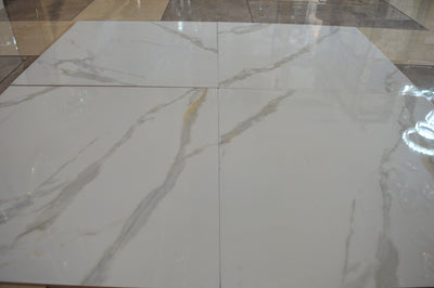 White with cream and Grey Marble Effect Glossy Porcelain Tiles Wall & Floor Tiles-600*600*10.5mm-300*600*10.5mm-B6886-polished