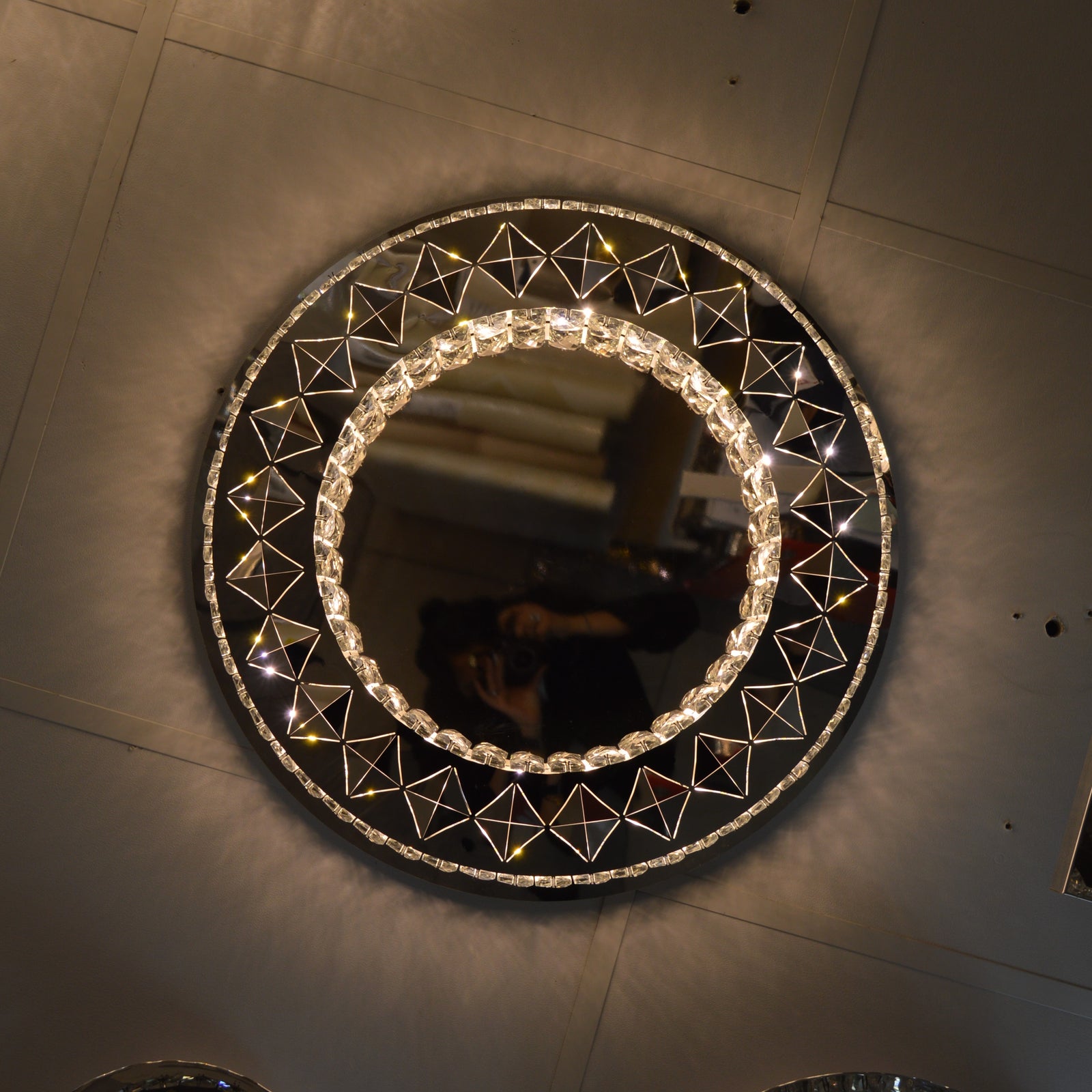 Luxury Double Ring Crystal LED Ceiling Light – 03 Colour Changing Feature