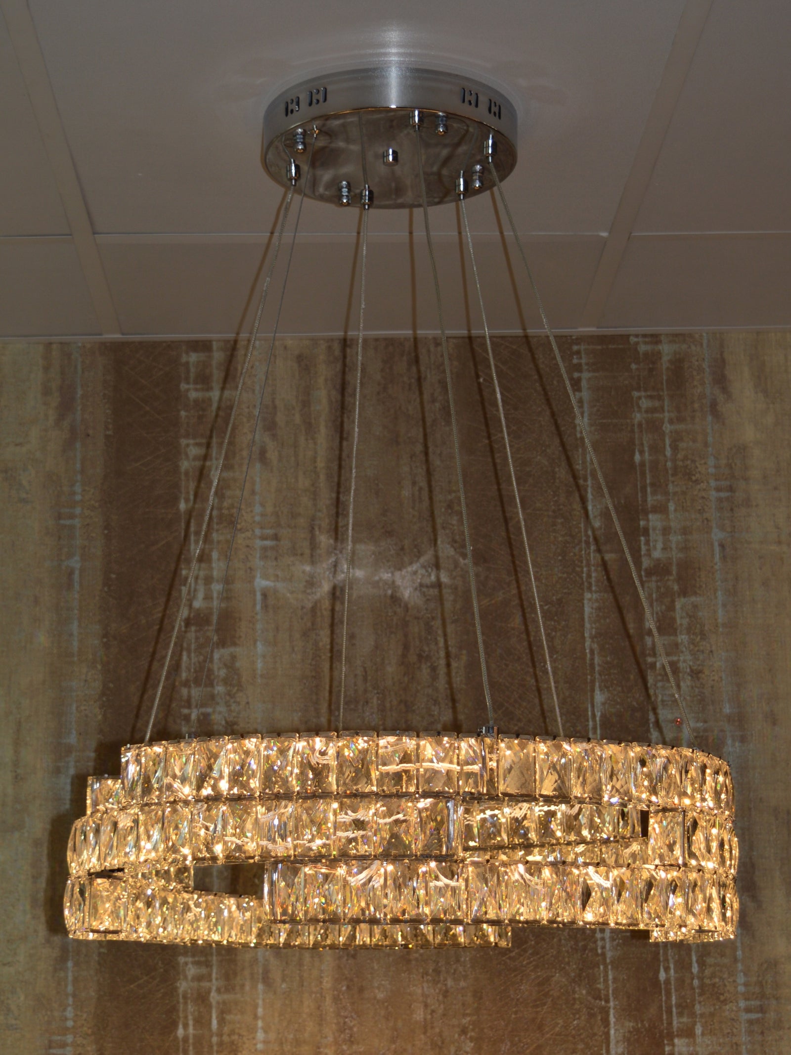 Modern Double Ring Crystal LED Chandelier – Luxury Light, Adjustable Height