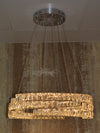Round Crystallic Pendant Ceiling Light-Colour Changing Dimmable with Remote Control-2007-3-65*65*20cm-Chrome