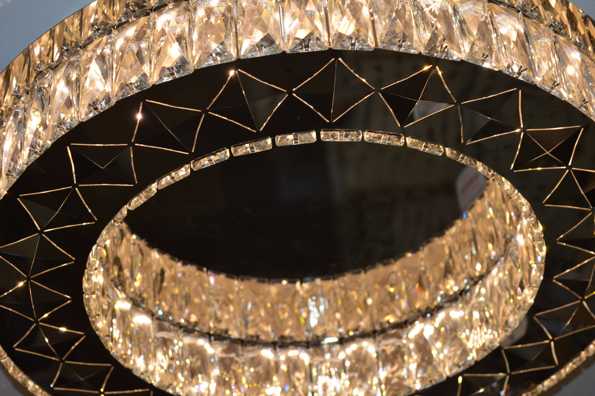 Round mirrored frame crystallic colour changing LED ceiling light [5051-450 & 5051-600]