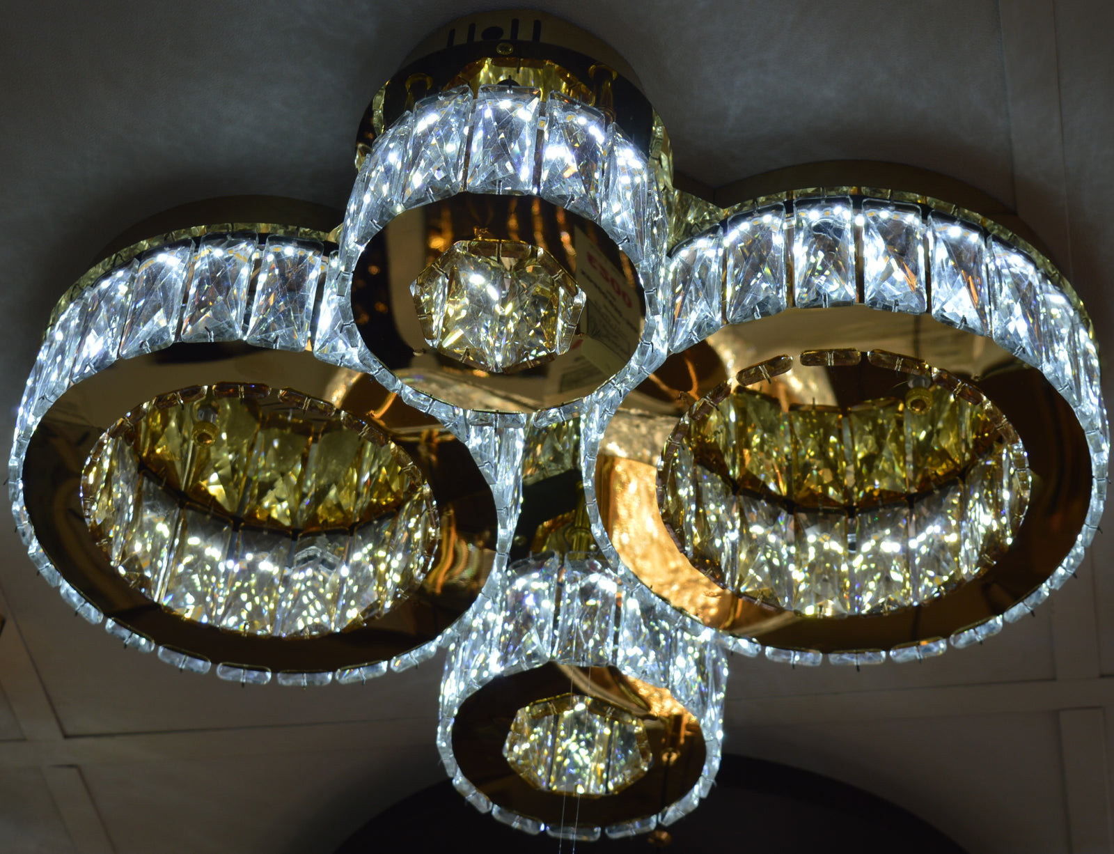 Modern LED Ceiling Light 4 Ring Circular 3 Colour 70W Gold Finish