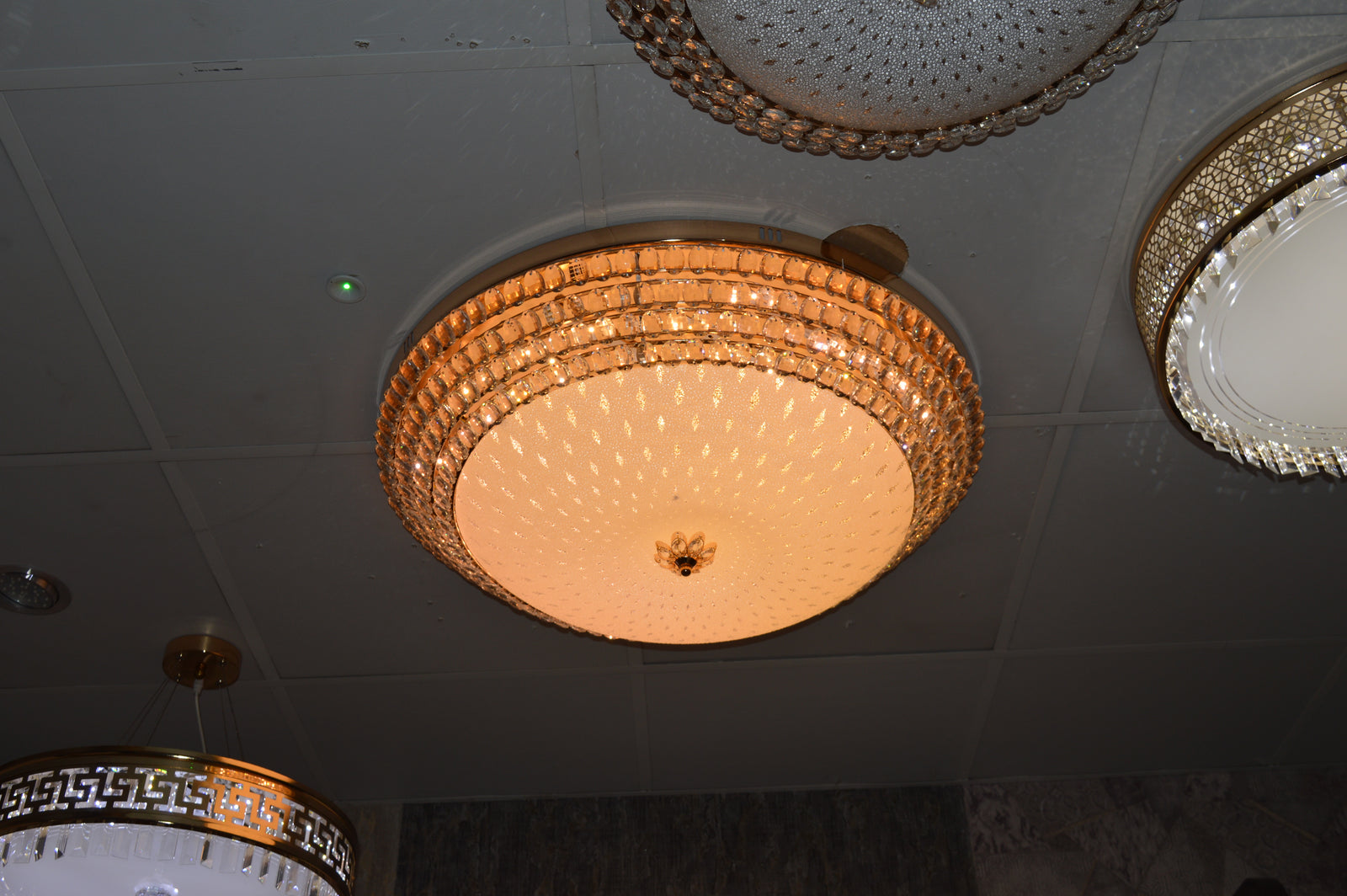 LED Crystallic Flushmount Ceiling Light with colour changing features- 8088-800 & 600 Gold