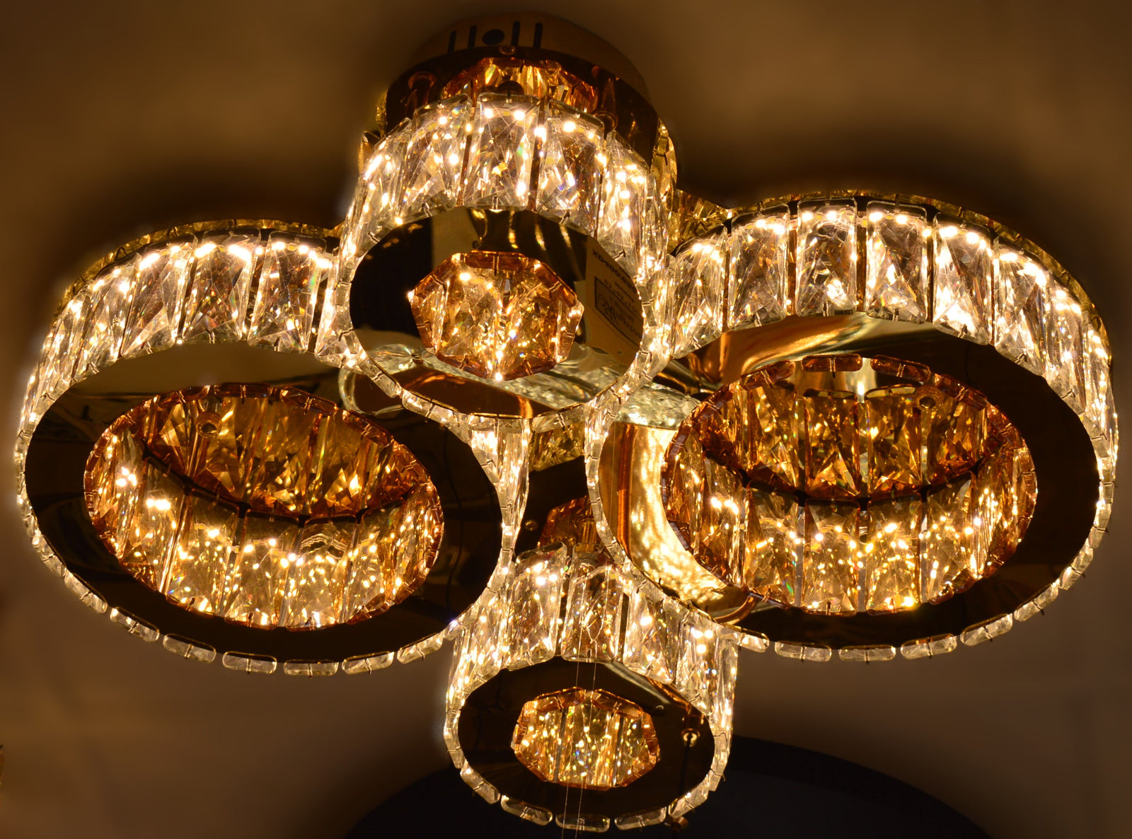 Modern LED Ceiling Light 4 Ring Circular 3 Colour 70W Gold Finish