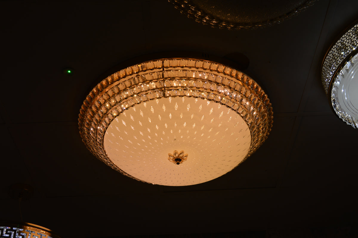 LED Crystallic Flushmount Ceiling Light with colour changing features- 8088-800 & 600 Gold