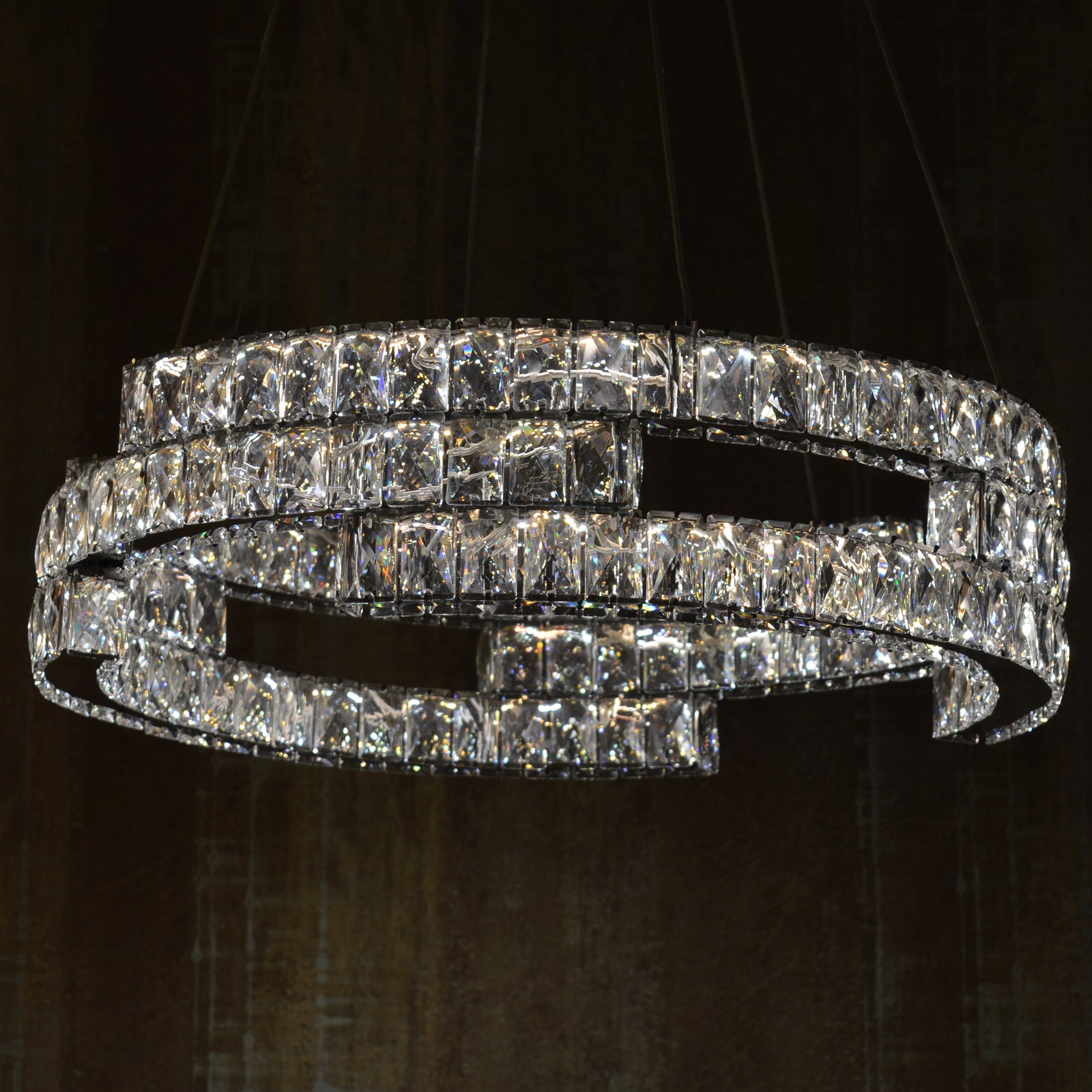 Round Crystallic Pendant Ceiling Light-Colour Changing Dimmable with Remote Control-2007-3-65*65*20cm-Chrome