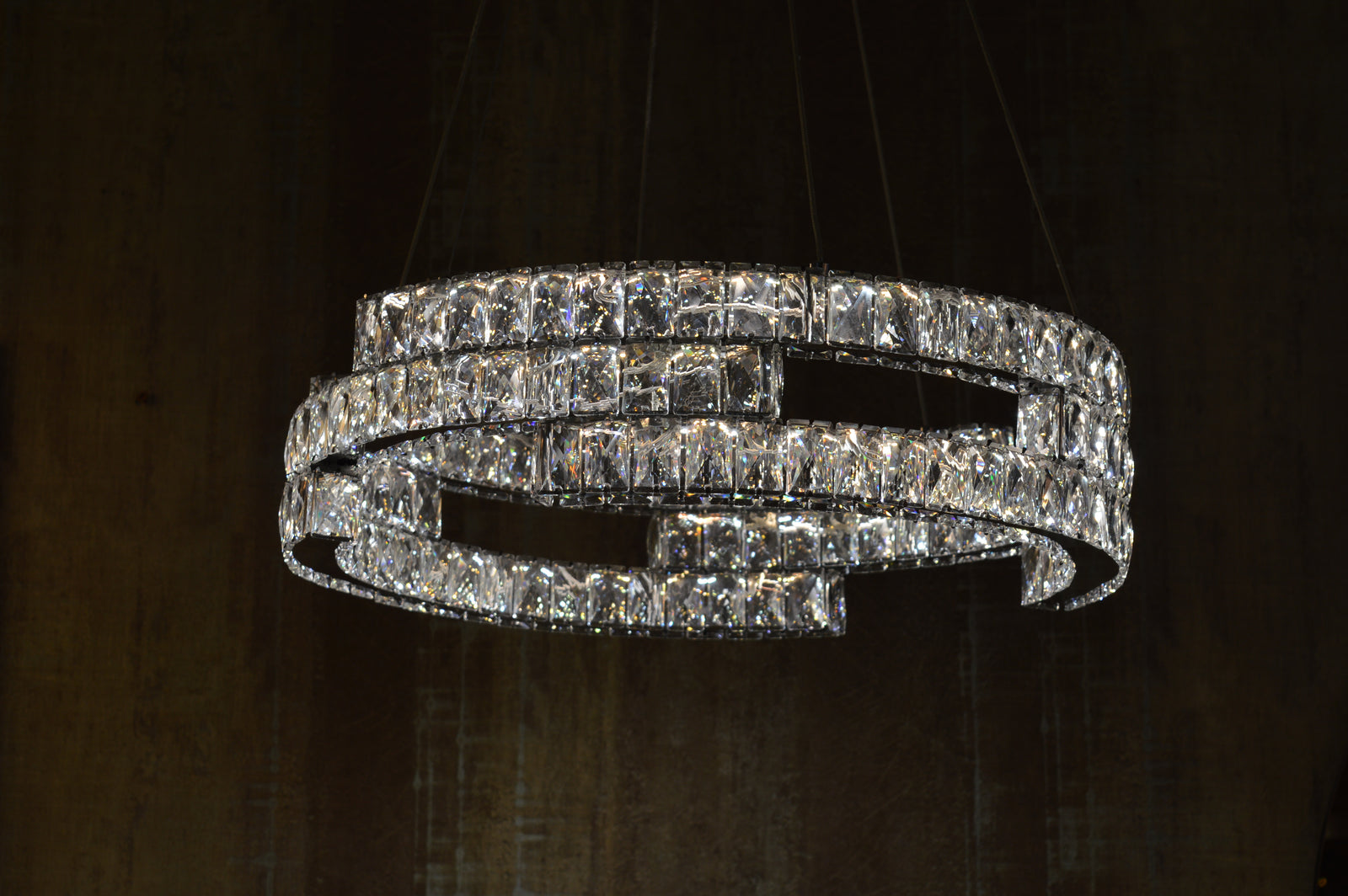 Round Crystallic Pendant Ceiling Light-Colour Changing Dimmable with Remote Control-2007-3-65*65*20cm-Chrome