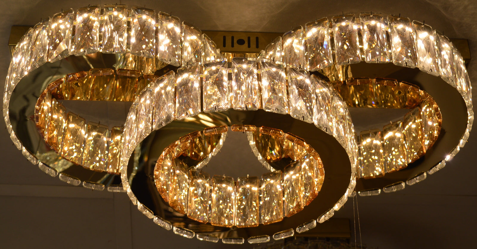 Modern Ceiling LED 03 Ring 3 Color Changing Light 50W Gold Finish