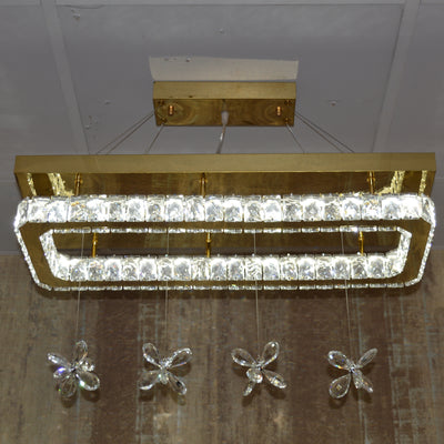 Rectangle Crystallic LED Pendant Ceiling Lights with hanging crystals -Colour Changing Dimmable with Remote Control-6001-700-210