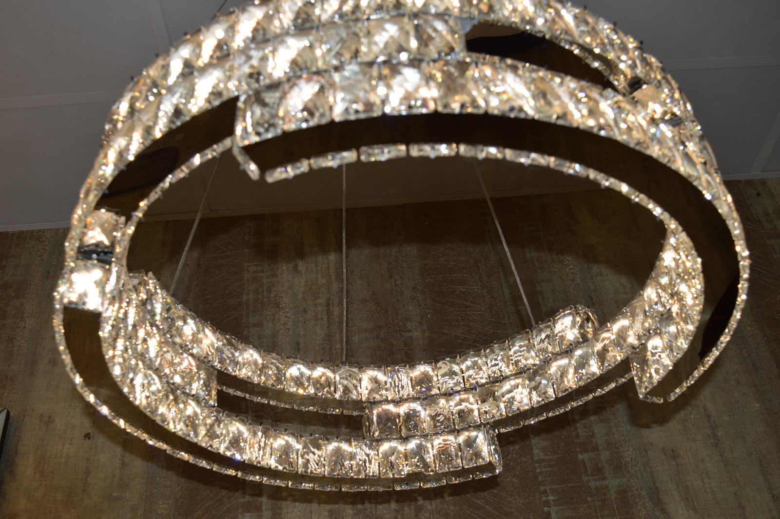 Round Crystallic Pendant Ceiling Light-Colour Changing Dimmable with Remote Control-2007-3-65*65*20cm-Chrome