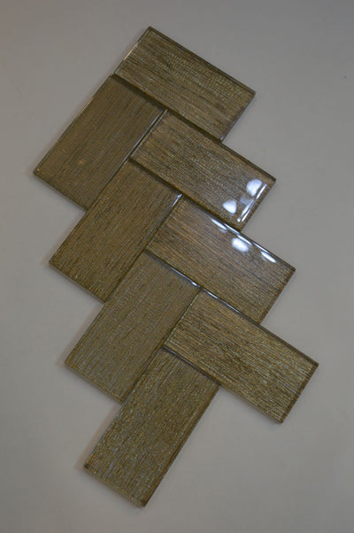 Gold Metro Glass Mosaic Tiles-75*150*8mm-90tiles-1m2-JH13-Gold