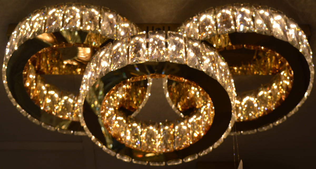 Modern Ceiling LED 03 Ring 3 Color Changing Light 50W Gold Finish