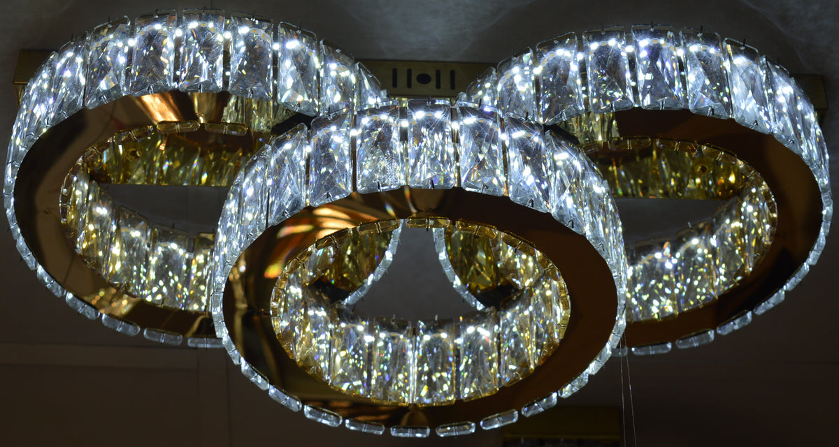 Modern Ceiling LED 03 Ring 3 Color Changing Light 50W Gold Finish