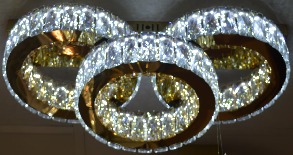 Modern Ceiling LED 03 Ring 3 Color Changing Light 50W Gold Finish