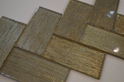 Gold Metro Glass Mosaic Tiles-75*150*8mm-90tiles-1m2-JH13-Gold