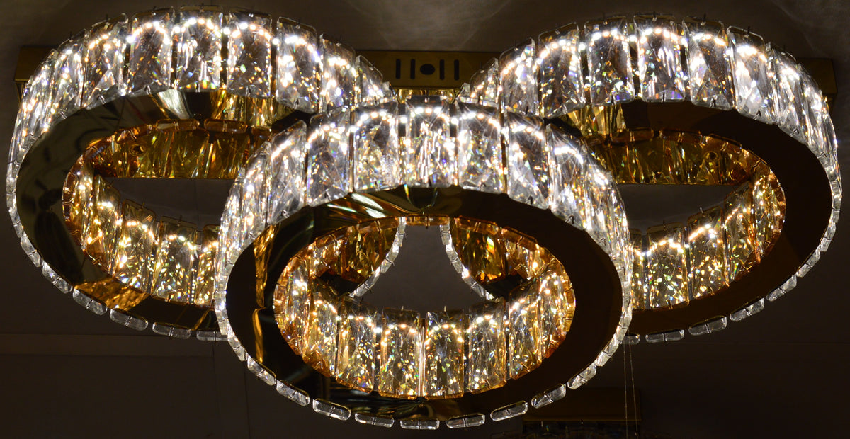 Modern Ceiling LED 03 Ring 3 Color Changing Light 50W Gold Finish