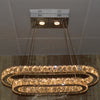 Oval LED 2 Crystal Pendant Ceiling Light-Colour Changing Dimmable with Remote Control-9011-700*500-77*39*15cm-Chrome