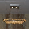 Oval LED 2 Crystal Pendant Ceiling Light-Colour Changing Dimmable with Remote Control-9011-700*500-77*39*15cm-Chrome