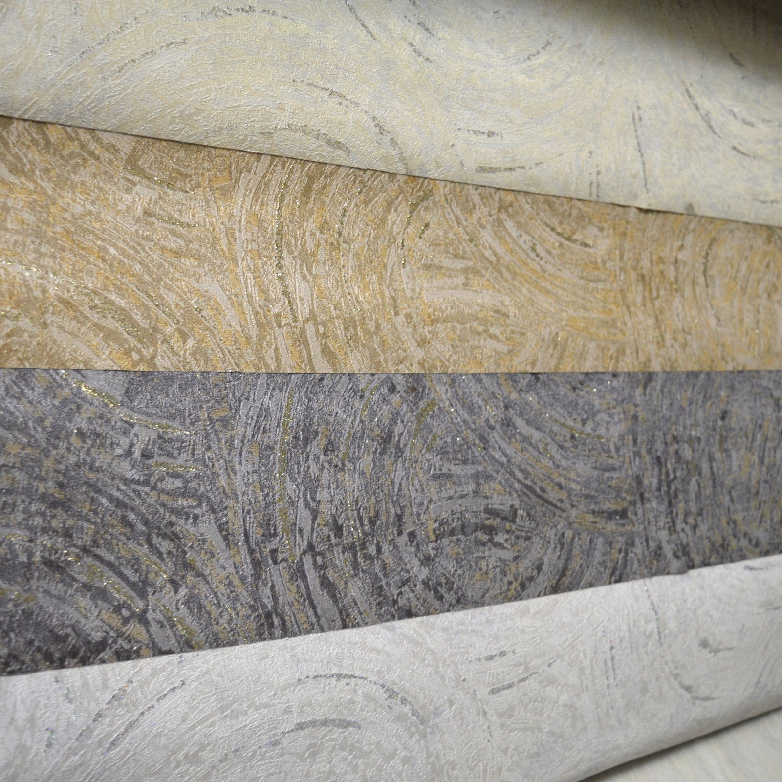 Spiral Pattern Modern Double Width wallpaper with Glitter-15mtr Length and 1mtr Width-GT11303,04,08 & 10