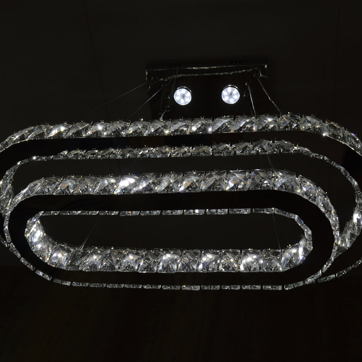 Luxury 2-Ring Crystal LED Chandelier Ceiling Light