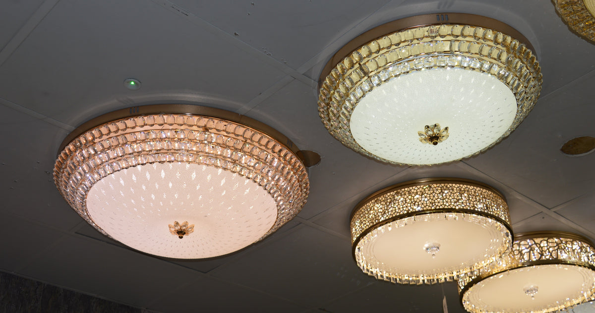 LED Crystallic Flushmount Ceiling Light with colour changing features- 8088-800 & 600 Gold