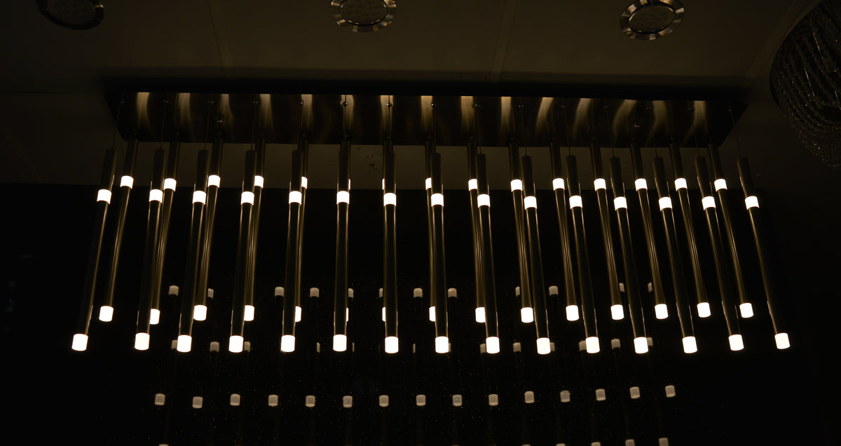 Luxury Rectangular Multi-Tube LED Crystal Ceiling Light – Island Light