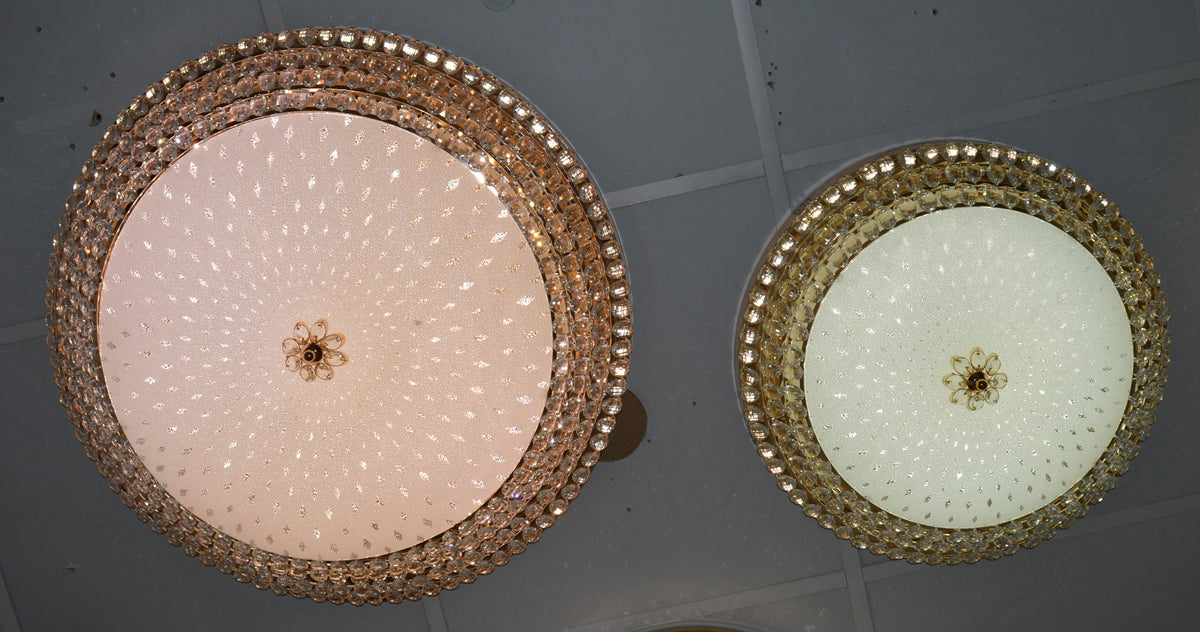 LED Crystallic Flushmount Ceiling Light with colour changing features- 8088-800 & 600 Gold