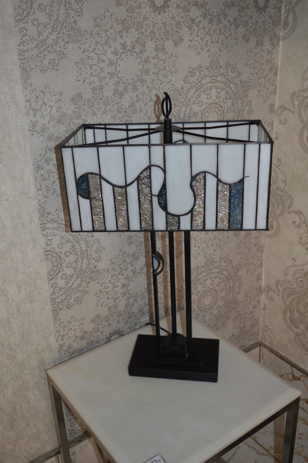 Handmade Rectangle Glass shade Tiffany Floor Lamp & Table Lamp
