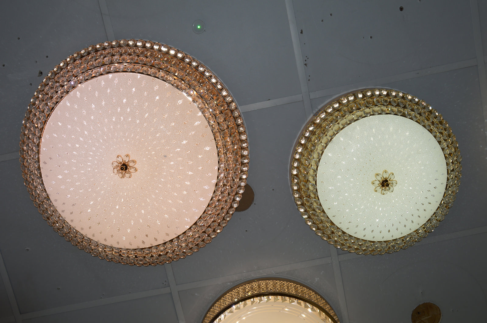 LED Crystallic Flushmount Ceiling Light with colour changing features- 8088-800 & 600 Gold