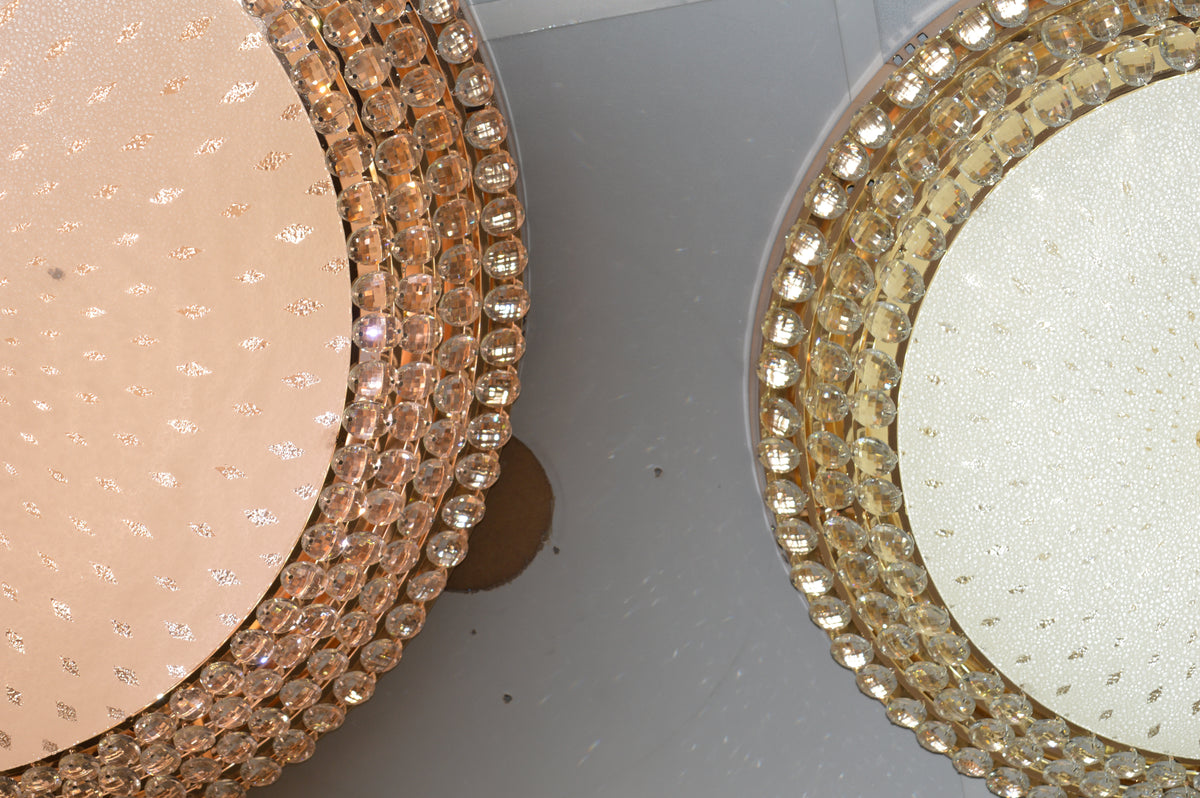 LED Crystallic Flushmount Ceiling Light with colour changing features- 8088-800 & 600 Gold