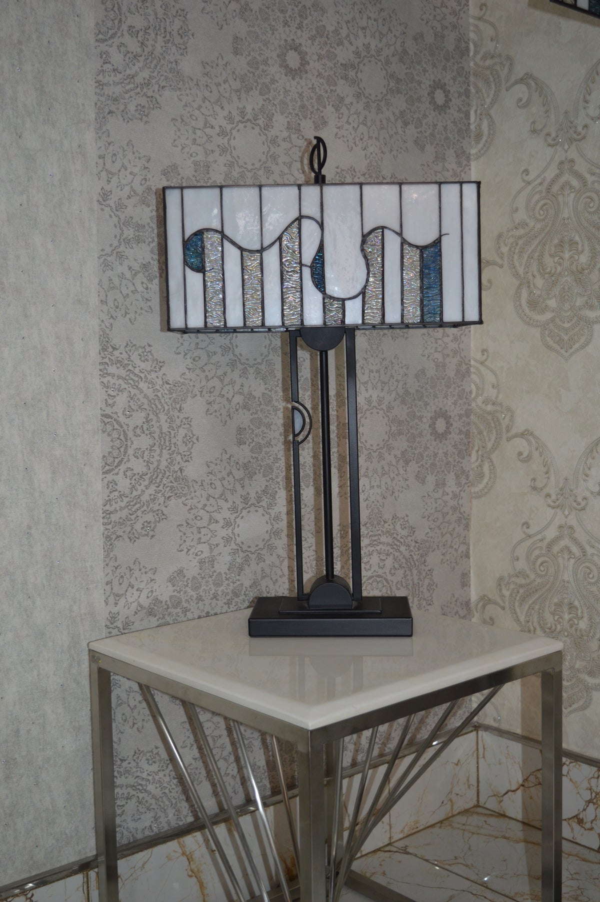 Handmade Rectangle Glass shade Tiffany Floor Lamp & Table Lamp