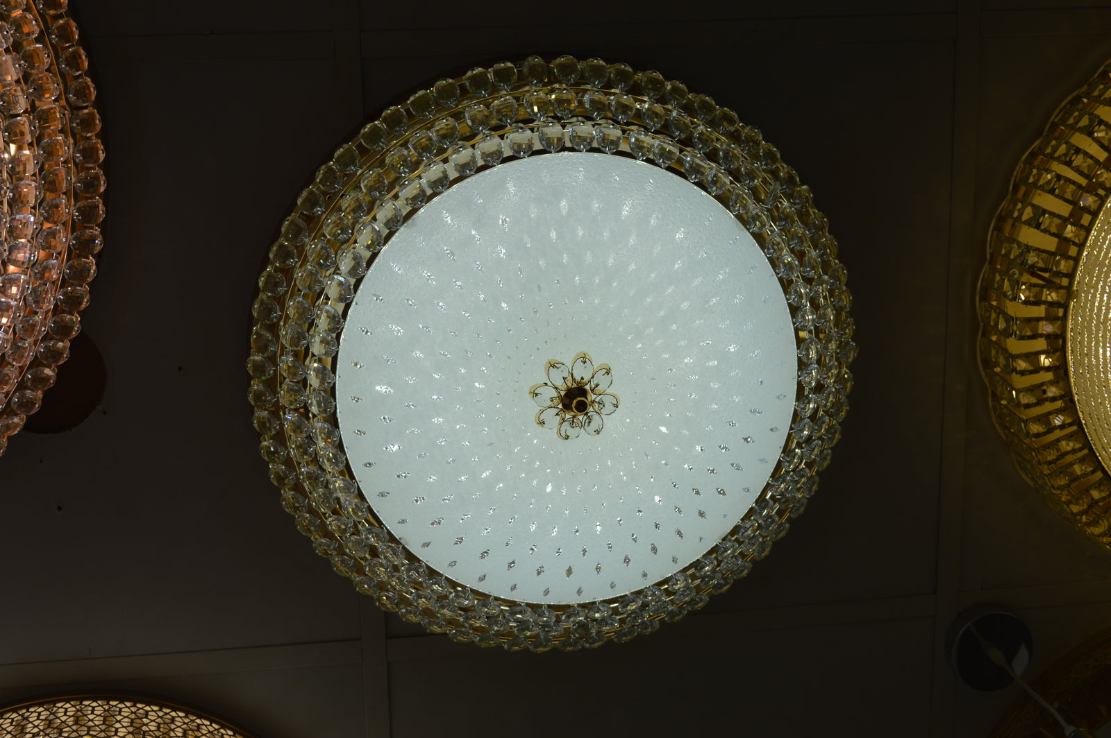 LED Crystallic Flushmount Ceiling Light with colour changing features- 8088-800 & 600 Gold