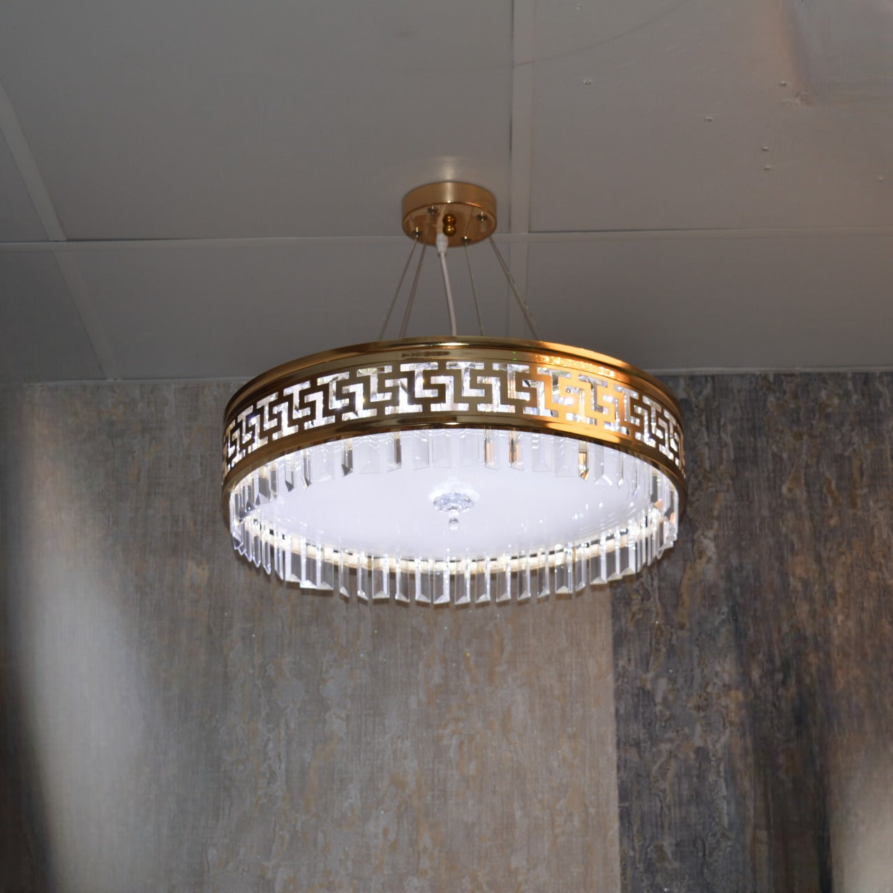 Circular Hanging crystal Pendant & flushmount Light-with Colour Changing Feature-C7248-450 & 550gd