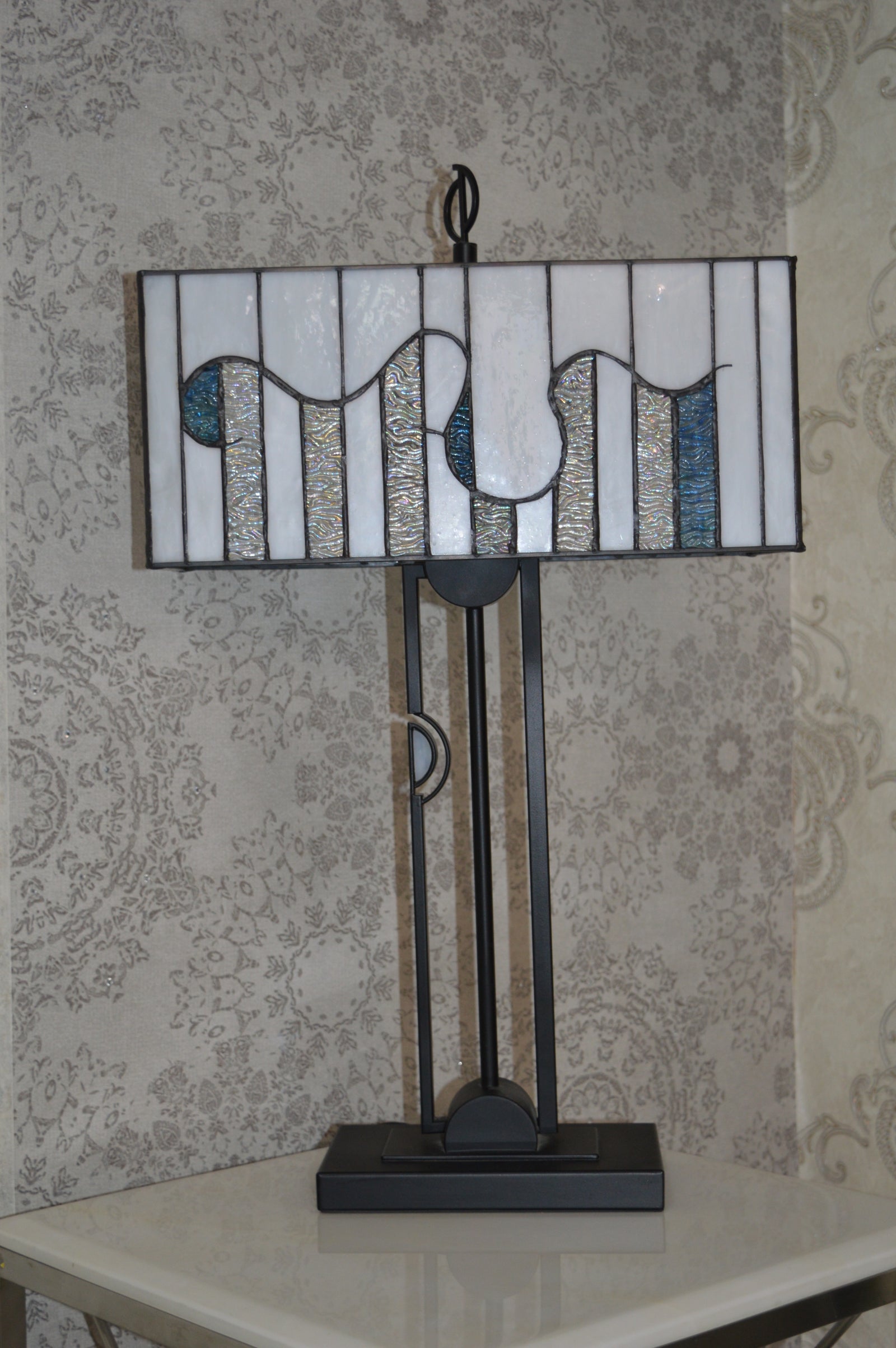 Handmade Rectangle Glass shade Tiffany Floor Lamp & Table Lamp