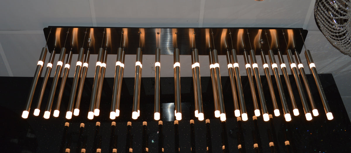 Luxury Rectangular Multi-Tube LED Crystal Ceiling Light – Island Light