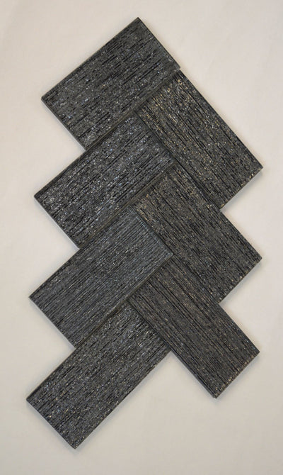 Black Shimmering Metro Glass Mosaic Tiles-75*150*8mm-90tiles-1m2-JH12-B(Black)