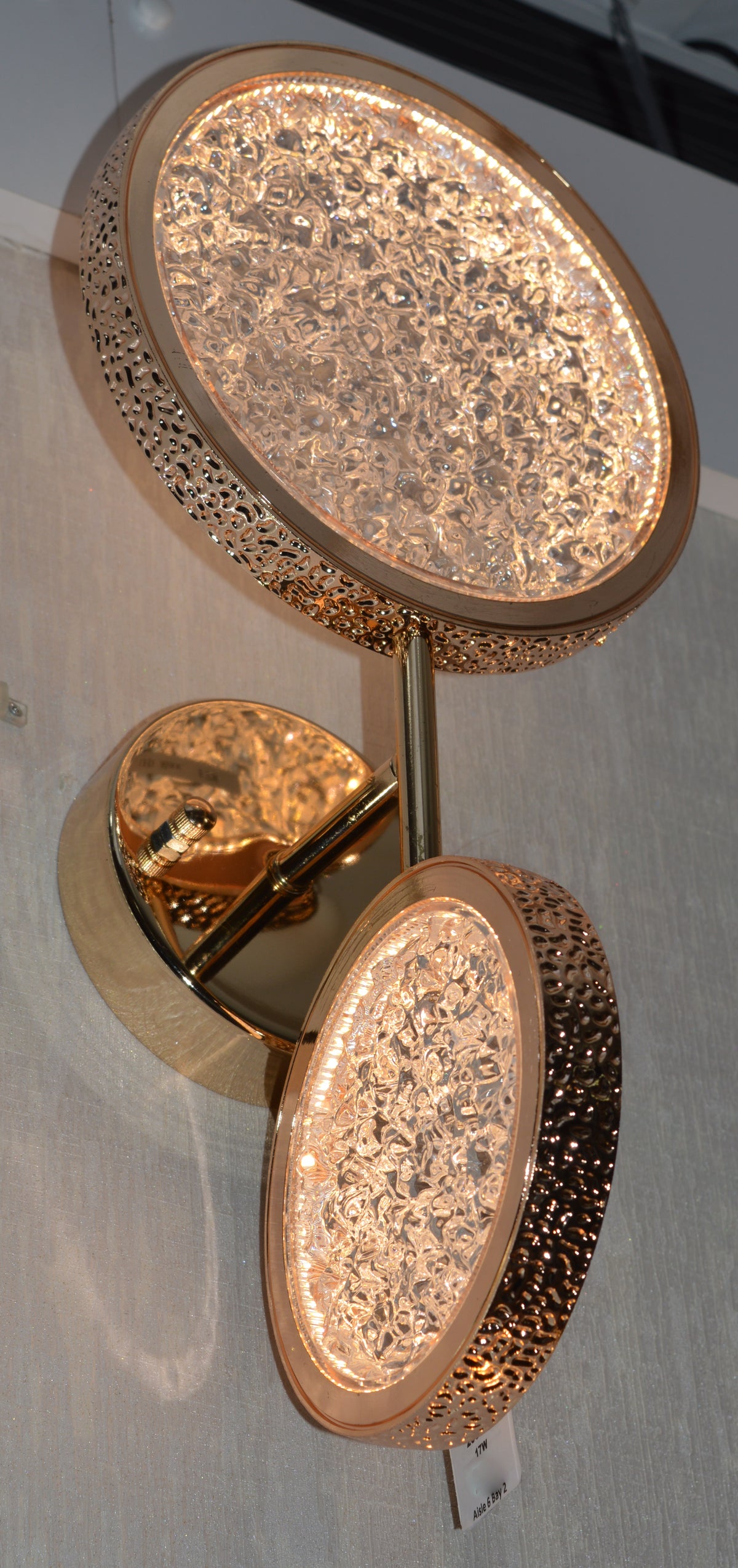 Modern Gold Crystal LED Wall Light – Double Round Luxury Glass Sconce
